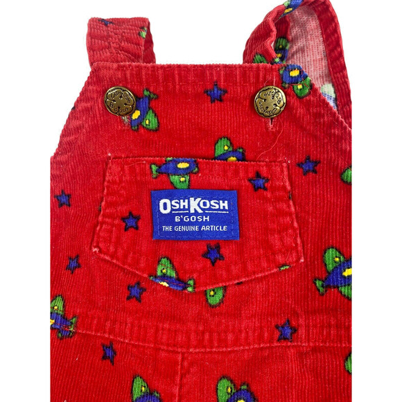 Oshkosh B'Gosh Baby Overalls 6-9M Baby Plane Airplane Corduroy Footed Vintage - Picture 8 of 12